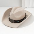 thumbnail image 3 of RUISINERY Vintage Felted Hat with And Gemstones Leather Belt Accent Western Hat for Men and Women, 3 of 7
