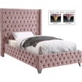 thumbnail image 2 of Meridian Furniture Lit Jumeau en Velours Rose Savan, 2 of 6