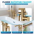 thumbnail image 2 of Wowow Single Handle Freestanding Tub Faucet with Hand Shower in Brushed Gold, 2 of 8