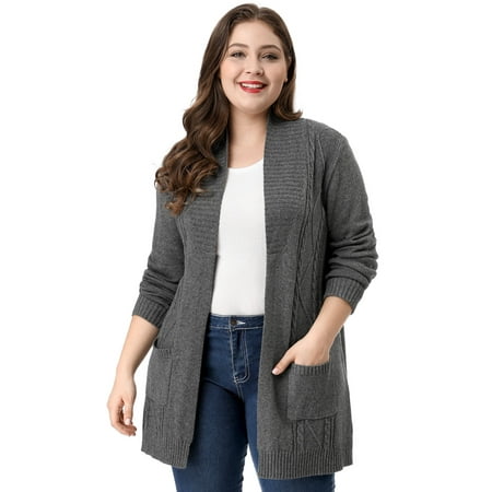 cardigan grey plus shawl collar sweater open 3x cardigans