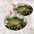 thumbnail image 3 of Ornament Window Hanging, Green Frog White Petals Sun Catchers Colorful Glass Panel Cute Suncatcher Decor for Birthday for Women, Men, Wife, Aunt, and Mom, 2025, Holiday, 3 of 5