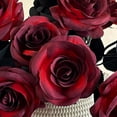 thumbnail image 4 of RBCKVXZ Red and White Roses Artificial Rose Gothic Flowers with Stems, Faux Silk Flowers Bridal Gothic Wedding Bouquet, for Home, Office, Hotel Halloween Decorations (2 Pack), 4 of 6