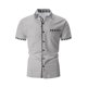 thumbnail image 3 of Los Hombres de Manga Corta Botón Arriba Camisa Casual Botón Cardigan Bolsillo Turndown Cuello Blusa Camisa, Poliéster, 3 of 7