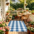 thumbnail image 4 of Fall Rug, 20 x 30 Inches Fall Cotton Orange and White Plaid Rug, Hand-Woven Indoor/Outdoor Buffalo Plaid Rug for Porch, Living Room, Entryway, Blue, 4 of 9