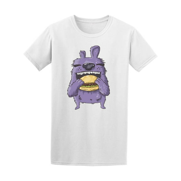 Purple Rabbit Eating A Hamburger T-Shirt Men -Image by Shutterstock, Male x-Large