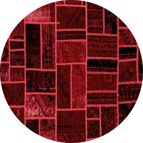 Ahgly Company Indoor Round Abstract Orange Modern Area Rugs, 3' Round
