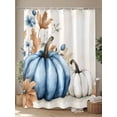 thumbnail image 4 of Fsddascl Navy Blue Pumpkin Fall Shower Curtain Set - Small 36" x 72" Washable Bathtub Curtain with 12 Hooks, Thanksgiving Watercolor Botanical Waterproof Fabric Stall Shower Curtains for Bathroom, 4 of 6