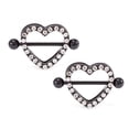 thumbnail image 2 of Paved Heart Nipple Shield with Cz Jewels Black, Gold, Rose Gold and Steel Colors, 2 of 26