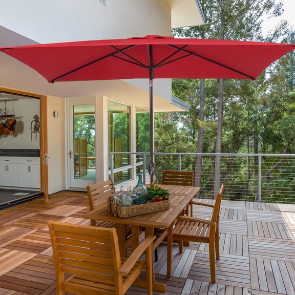 ACEGOSES 10 x 6.5ft Outdoor Patio Table Umbrella with Non-Fading canopy for Garden and Yard,Red
