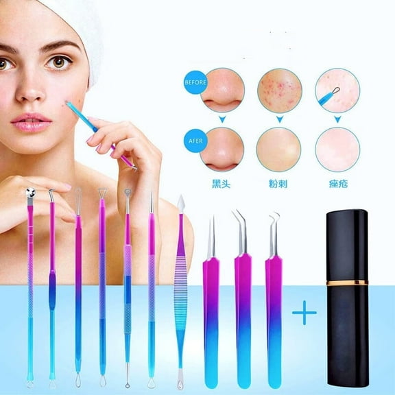 Ingrown Hair Tweezers,10 Pcs Tweezers for Women Facial Hair with Metal Case for Quick and Easy Removal of Blackheads,Pimples,Zit Removing,Facial and Nose(Colorful)