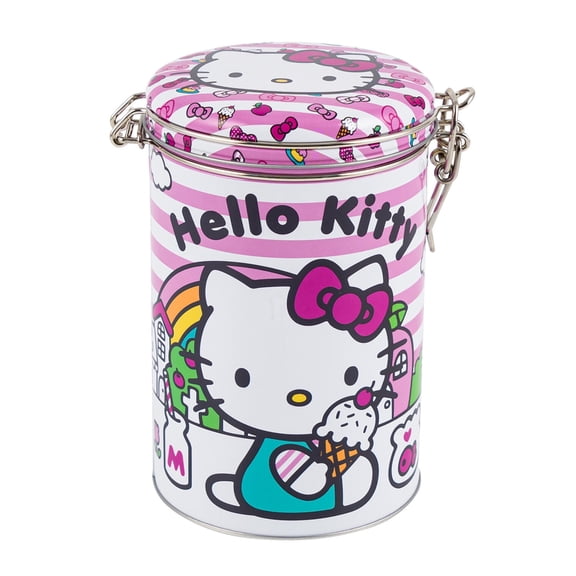 Hello Kitty Pink and White Round Lock Top Canister, 92043