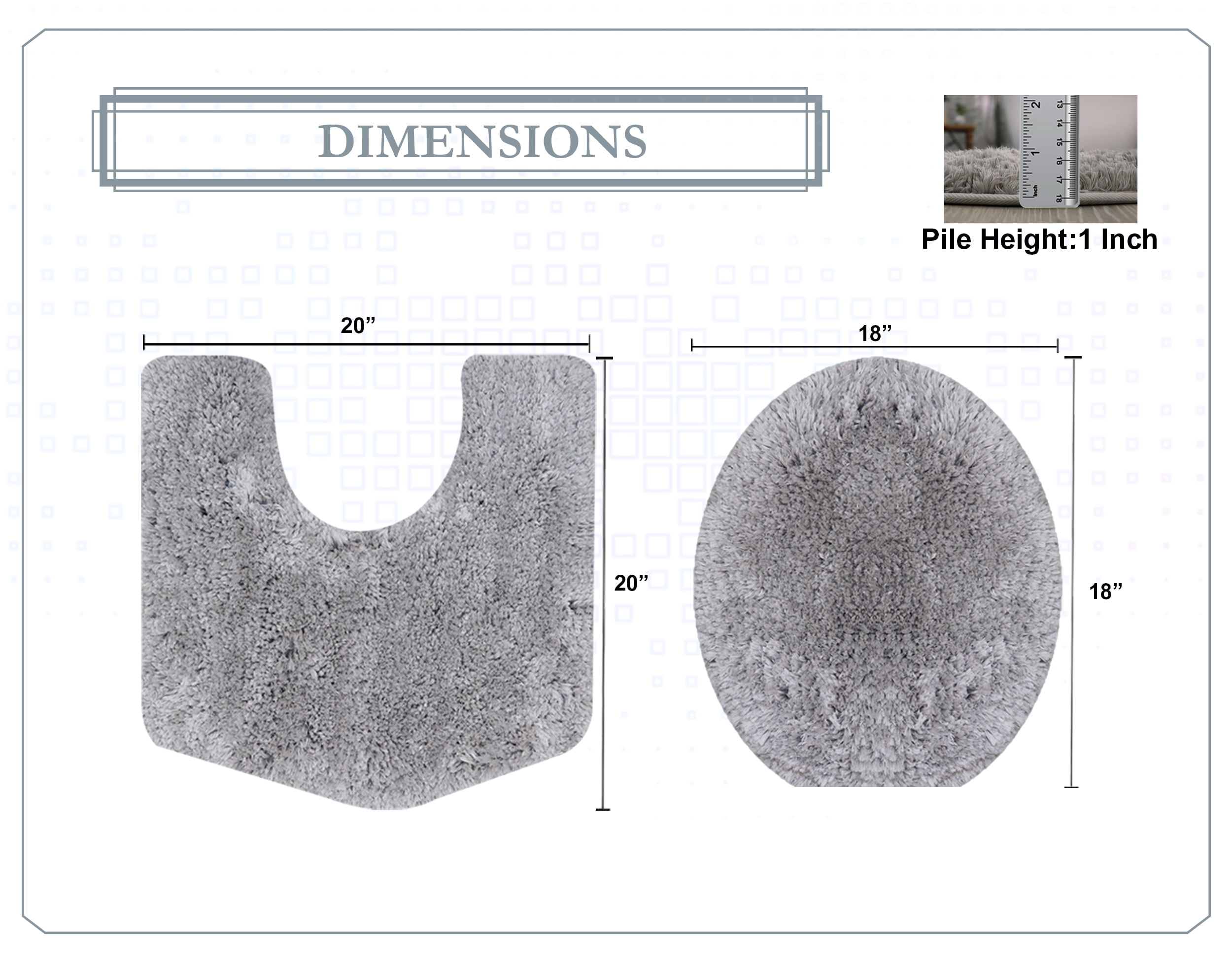 Essential 2-Piece Bathroom Contour and Toilet Lid Cover Set, Plush Microfiber Contour Rug and Non-Slip Toilet Lid Cover, Ultra Absorbent, Quick-Dry, Machine Washable, Grey