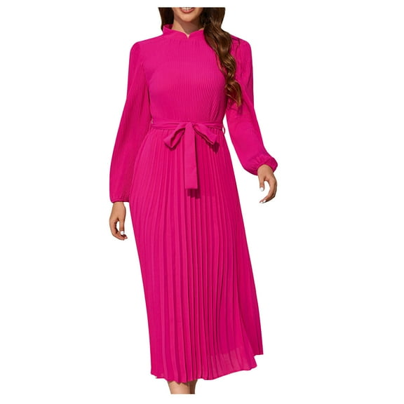 Spring Savings Clearance Lindreshi Fall Dresses for Women 2023 Homecoming Dresses Fall and Winter New Slim Temperament Dress Collar Bubble Sleeve Pleated Skirt