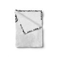 thumbnail image 2 of Abstract Soft Flannel Fleece Throw Blanket, Damask Inspired Border Design Folkloric Curls Flowers Retro Style Cultural, Cozy Plush for Indoor and Outdoor Use, 60" x 80", White and Black, by Ambesonne, 2 of 6