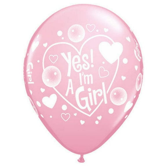 11 inch Yes! I'm A Girl Latex Balloons (50 Pack) - Party Supplies Decorations