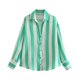 thumbnail image 1 of Camisa de gran tamaño a rayas for mujer, blusa de satén, camisas de manga larga con botones for camisas y blusas con cuello, 1 of 7