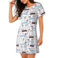 thumbnail image 2 of Fotbe Dachshund Dog Puppy Bata de Dormir para Mujer con Estampado, Camisón de Algodón de Manga Corta, Ropa de Dormir Casual, 2 of 6