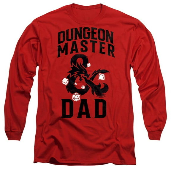 Dungeons & Dragons Father's Day Daddy Dungeon Master Unisex Adult Long-Sleeve T Shirt, Red, 3X-Large