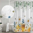 thumbnail image 5 of Eucalyptus Leaves Shower Curtain, Waterproof Shower Curtains for Bathroom, Daisy Flower Spring Watercolor Country Floral Bee Washable Bathtub Curtain Set Bath Decor with 12 Hooks Extra Long 72"x96", 5 of 8