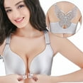 thumbnail image 3 of Lixiuxyad Front Closure Wireless Bras For Plus Size Full Coverage Seamless Back Smoothing Comfort Underwire T Shirt Bra,Bras for Women Gray 44, 3 of 6