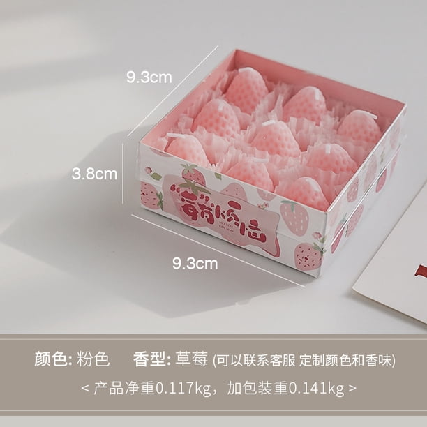 Xiao Hua Velas de aromaterapia de fresa rosa (9 unidades), caja de regalo con fragancia, adorno para decoración del hogar, velas pequeñas.