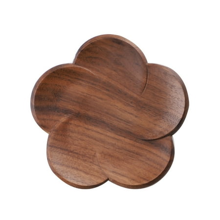 

GHOONEY Flower Shaped Walnut Wood Coasters Placemat Decor Mug Coasters Petal Drink Mat