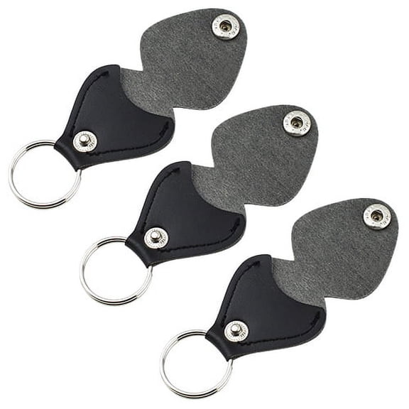 SPRING PARK 3Pcs Guitar Picks Holder Case - Durable Leather Keychain Plectrum Key Fob Cases Bag