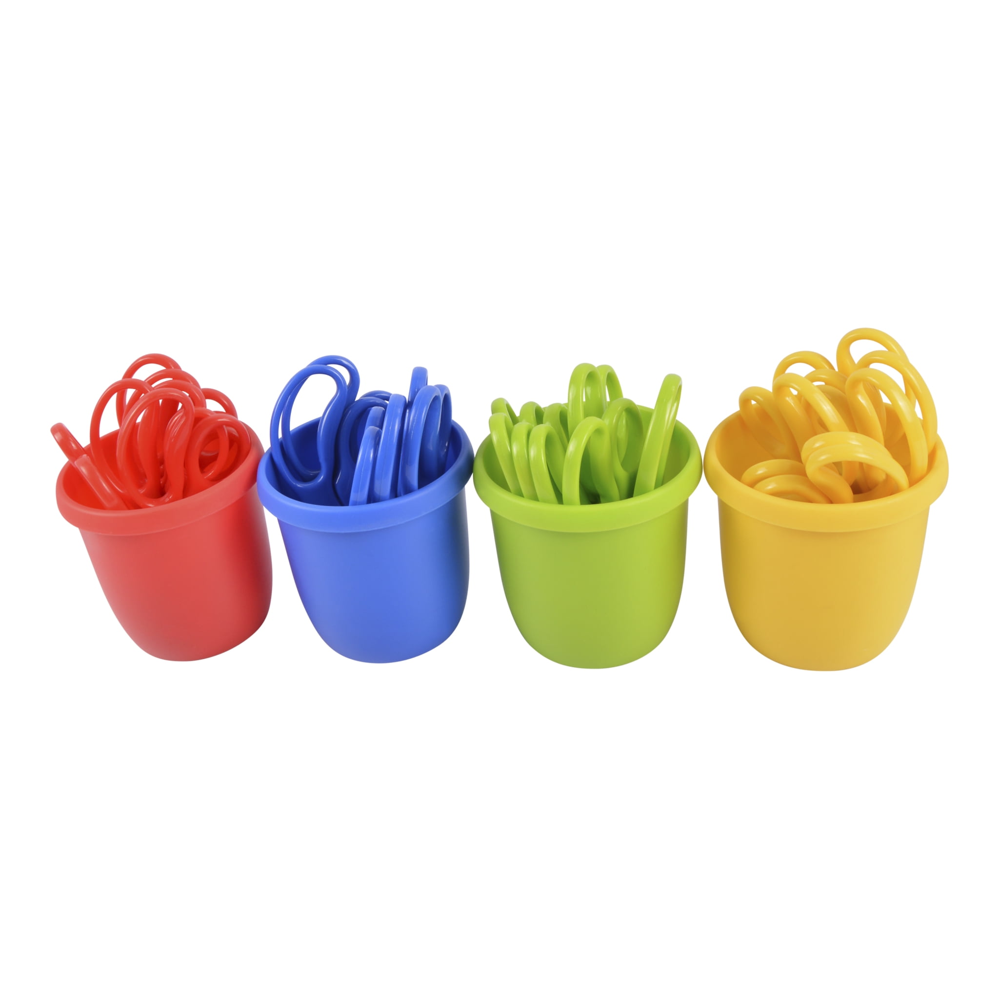 Westcott 5-Inch Kids Scissors Caddy with 24 Pairs, Assorted Colors, Stainless Steel Blades