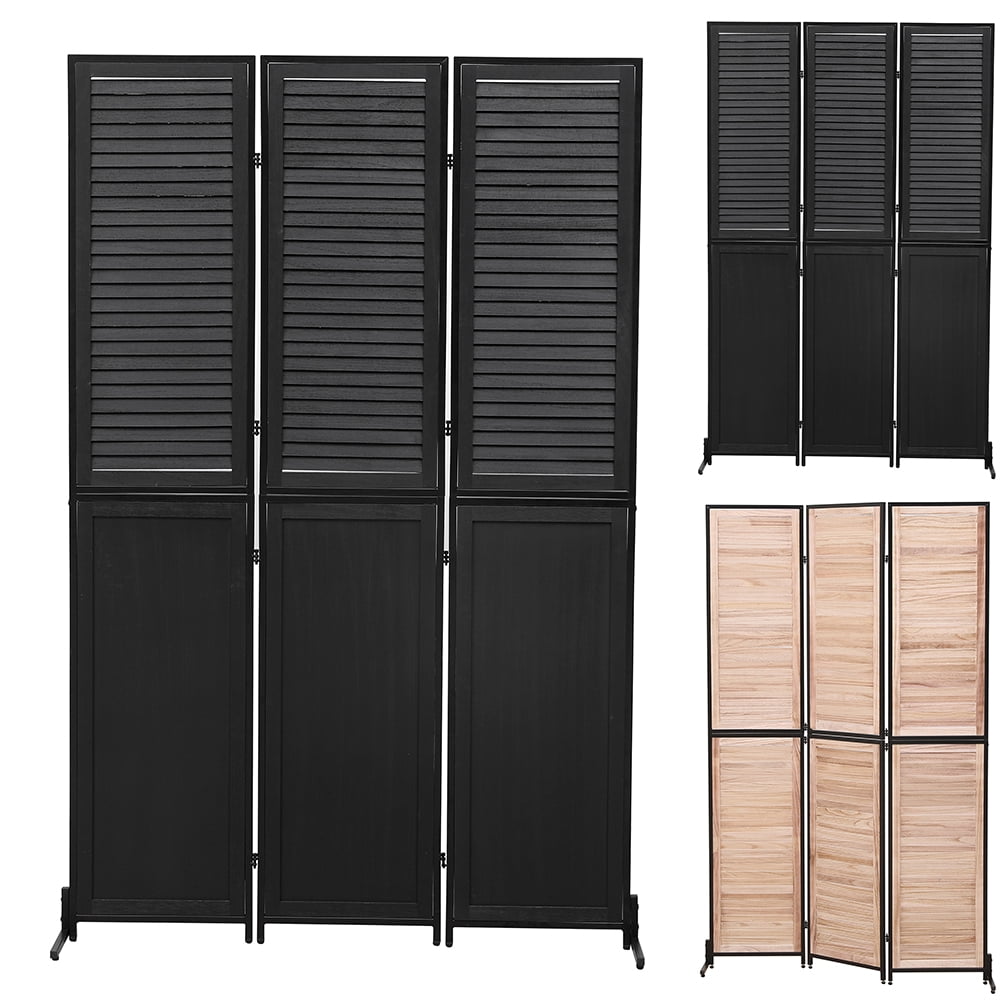 3 Panel Room Divider, Folding Privacy Screen, 5.9FT Heavy Duty Partition Wall Dividers Room Separator with Metal Frame, Freestanding Louvered Divider Screen for Home Office Restaurant Bedroom