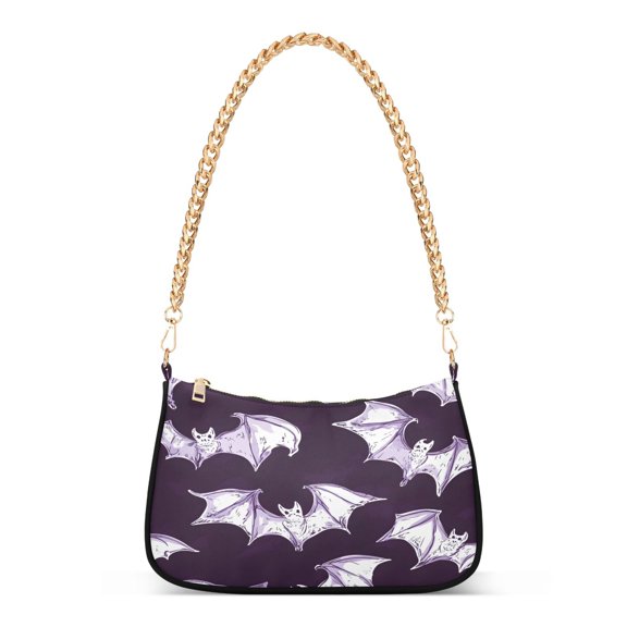 Ryvnso Bats Womens Chain Shoulder Bag Tote Handbags Clutch Hobo Purse with Zipper for Travel