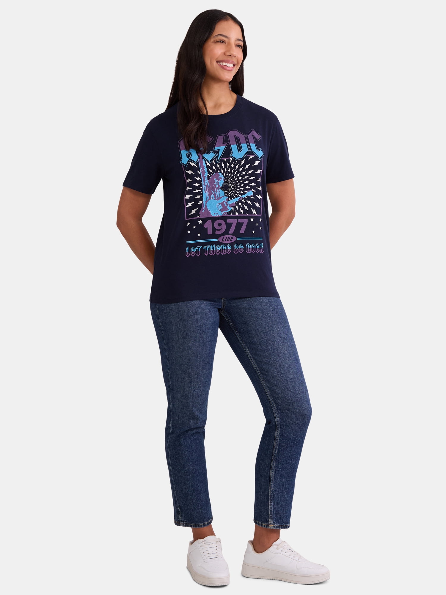 Time and Tru Women's AC/DC Let There Be Rock Graphic Tee, Sizes XS-XXXL