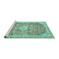 thumbnail image 2 of Ahgly Company Machine Washable Indoor Round Abstract Turquoise Blue Modern Area Rugs, 3' Round, 2 of 4