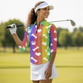 thumbnail image 4 of Uorisanigo Rainbow Dog Paws Women's 3/4 Sleeve Golf Top Size XL Comfortable Polyester Spandex Fabric Athletic Polo Workout Tops Relaxed Quick Dry Tennis Tops with Zipper Neck, 4 of 7