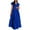 Blue, variant on VSSSJ Women's Summer Casual Maxi Dresses Solid Color Tiered Ruffle Hem Dress V Neck Short Sleeve Loose Vacation Swing Long Dress