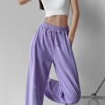 thumbnail image 6 of Baqcunre Women's Loose Long Drawstring Lace Up Elastic Waist Solid Color Sweatpants,Size S-XL,Womens Sweatpants,High Waisted Pants for Women,Women's Pants,Womens Clothes,Color Purple, 6 of 7