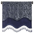 thumbnail image 1 of Madison Park Aubrey Polyester Jacquard Window Valance with Beads in Navy/Ivory, 1 of 9