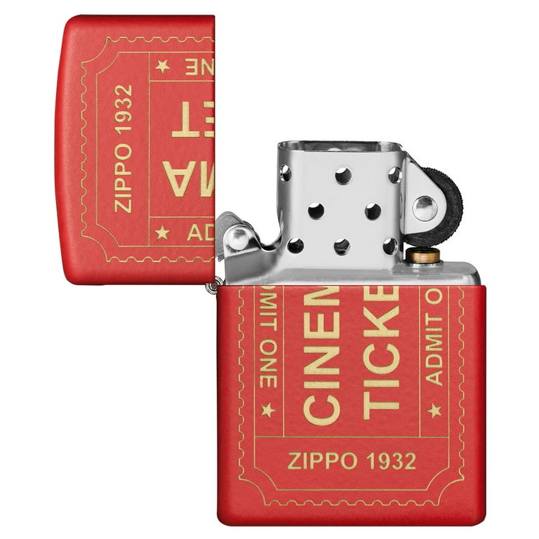 Zippo Cinema Ticket Design Red Matte Pocket Lighter - Walmart.com