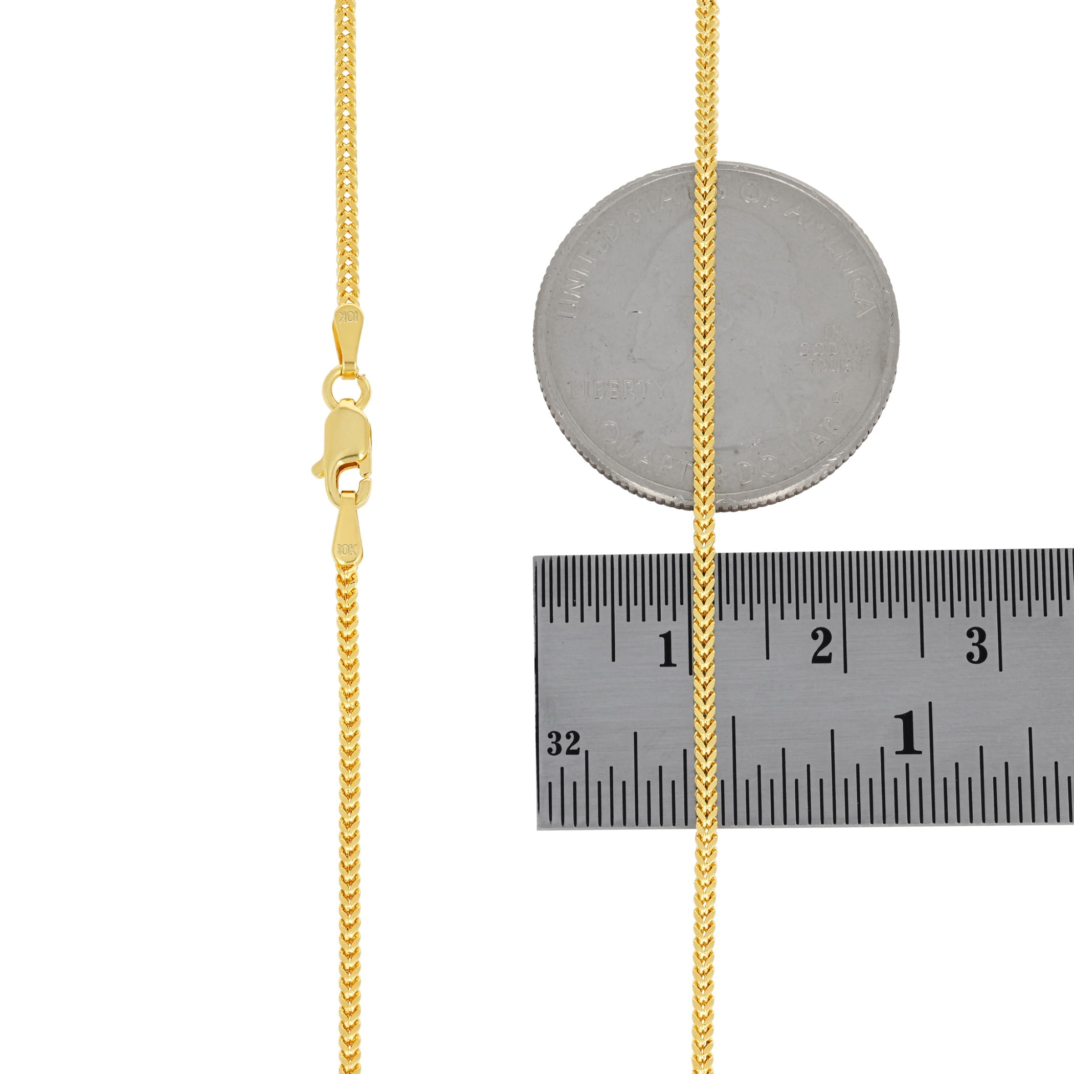 Nuragold 10k Real Yellow Gold Franco Square 1.5mm Box Chain Wheat Chain Necklace (16"-30") Dainty Italian Jewelry for Men & Women
