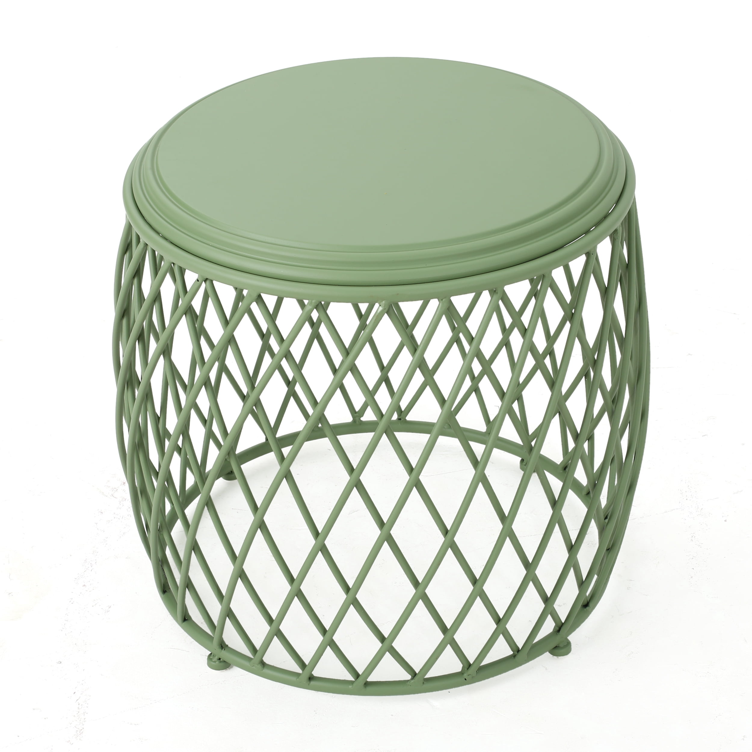 Noble House Finley Iron Round Side Table, Green