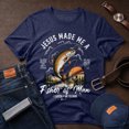 thumbnail image 3 of Jollimate Jesus Made Me A Fisher of Man Shirt, Christian Men Fishing Graphic Tee, Cool Retro Scripture Men's T-Shirt, 3 of 6