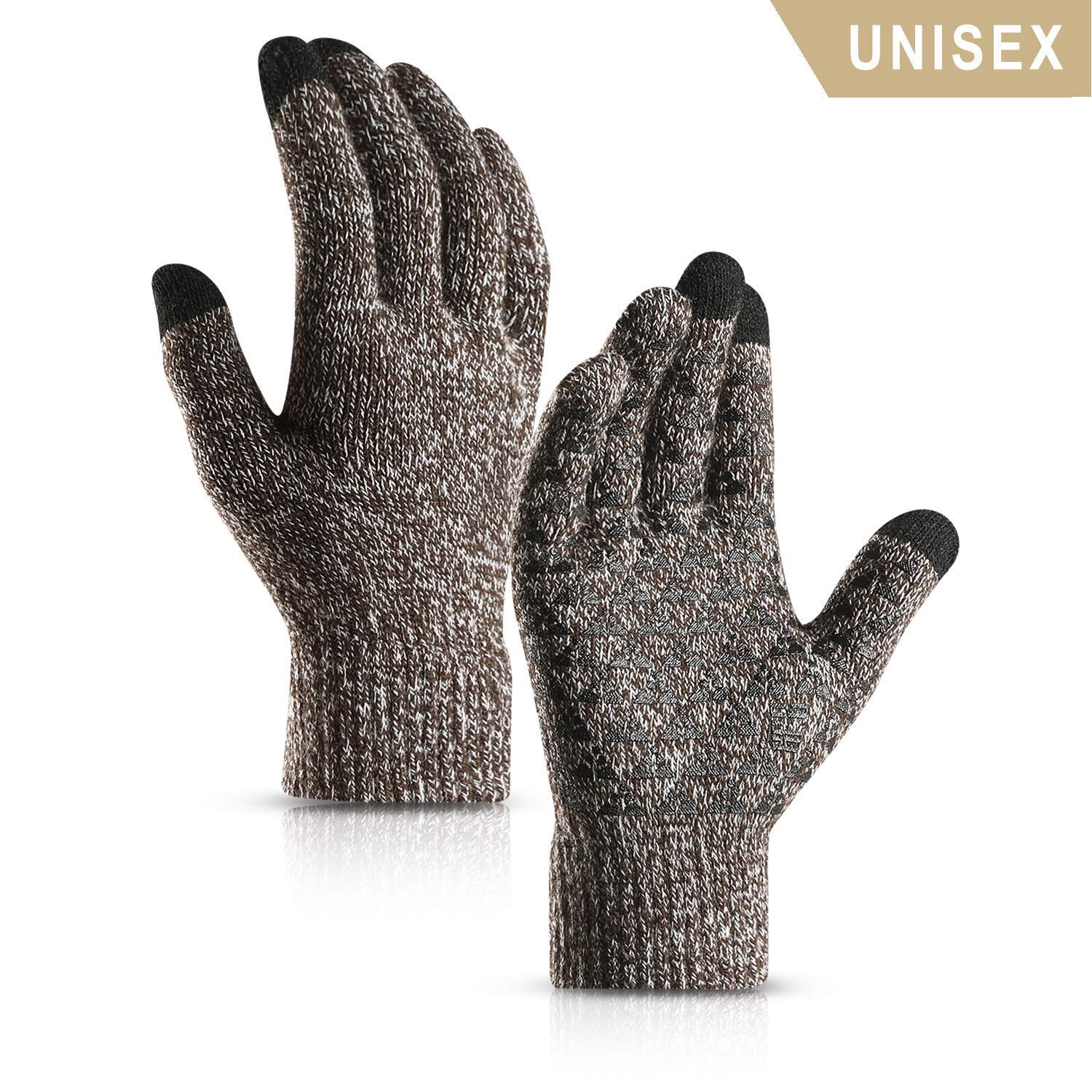 T WILKER Winter Touchscreen Gloves for Women and Men Warm Thermal Soft Lining Texting Elastic Cuff Knit Wool Anti-Slip Stretchy Material