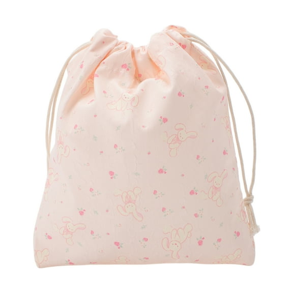 Unique Bargains 1 Pc Small Long-Eared Rabbit Drawstring Makeup Bag for Travel Pink Polyester