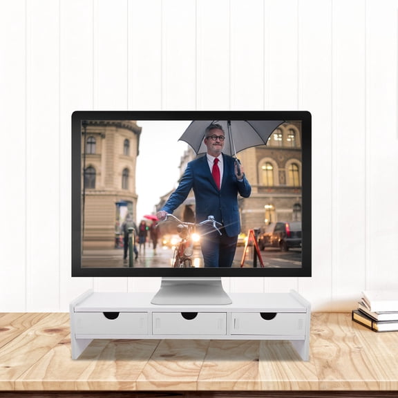 RENACLIPY White PVC Desktop PC Stand Monitor Riser for Back to School, Single Piece Computer Screen