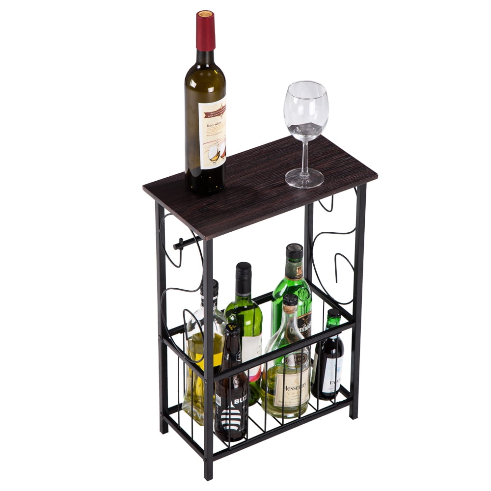 Ktaxon Modern Side Table, End Telephone Table with 2-Tier Mesh Shelves, Sofaside Table for Office Hallway or Living Room, Wood Look Accent Furniture with Metal Frame