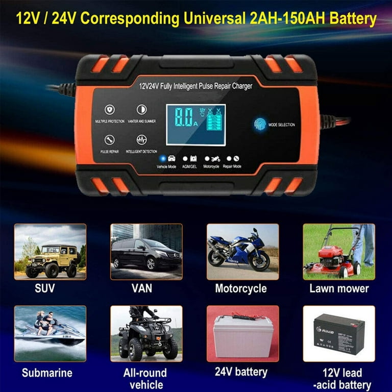 Chargeur Batterie Auto Voiture Moto 12V/24V 8A Intelligent
