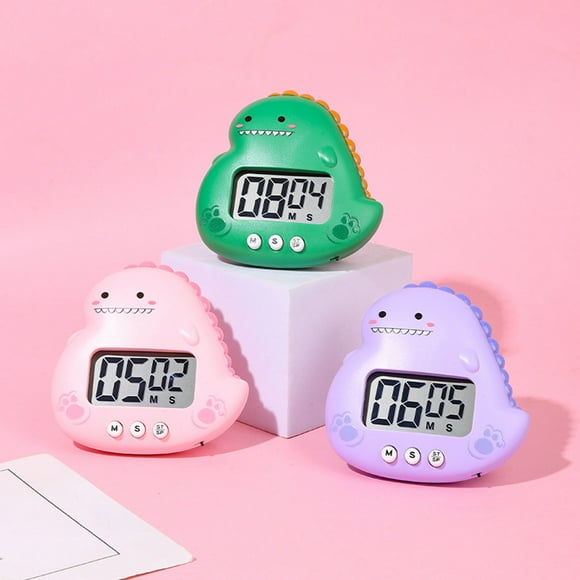 Digital Kitchen Timer Cute Cartoon Dinosaur Digital Timer Display Alarm Countdown Timer With Backs And Stand For Classroom Home Study Cooking Sand Timers One Minute