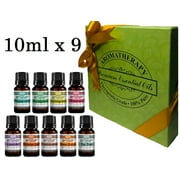 Essential Oil Gift Set of 9 - Lavender Peppermint Eucalyptus Lemongrass Rosemary Cinnamon Leaf Frankincense Sweet Orange Tea Tree - 100% Pure Therapeutic Essential Oils 9 x 10 mL by Sponix