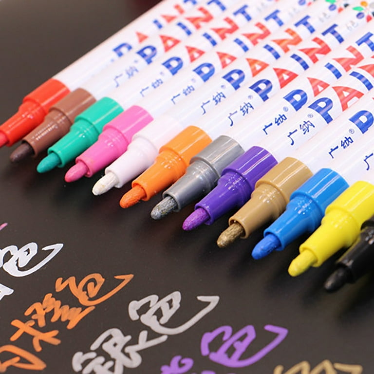 School Supplies Deals！Paint Pens Paint Markers,12 Pcs Oil-Based Waterproof Paint  Marker Pen Set for Rocks Painting, Wood, Fabric, Plastic, Canvas, Glass,  Mugs, DIY Craft 