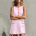 thumbnail image 6 of Women's Casual Solid Color Sleeveless Button Up Dress, Round Neck, 6 of 7