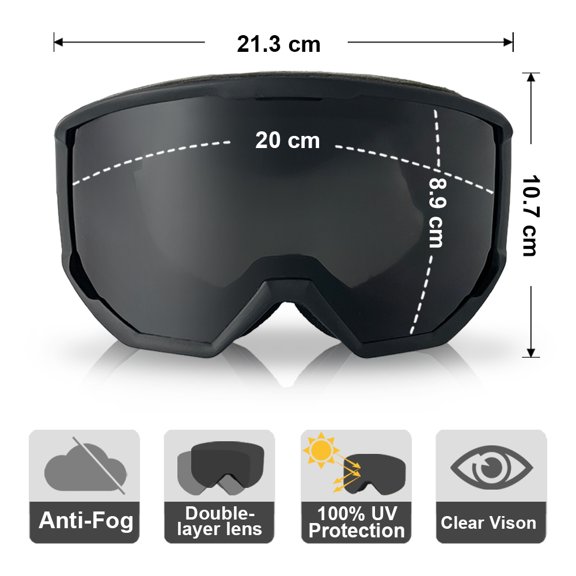 ZQIYDYP Ski Goggles Snow Gear UV Protection Clear Vision Anti Fog Durable Lightweight
